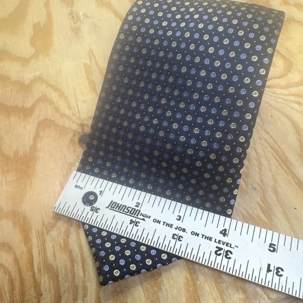 Trump Signature Gold Bar‎ Silk Tie Navy Geometric Pattern Bold Power Aesthetic
